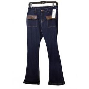 NEW OOLALA women's pleather pocket jean in blue